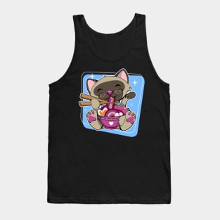 Cat Eating Ramen Lesbian Pride Tank Top